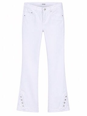 White d.jeans Bootcut Pants Size 8 Button Hem Detail